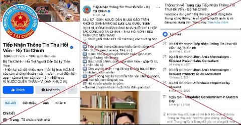 Cảnh báo trang facebook tích xanh giả mạo Bộ Tài chính hỗ trợ lấy lại tiền bị lừa