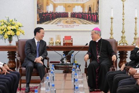Chủ tịch nước Võ Văn Thưởng thăm Hội đồng Giám mục Việt Nam